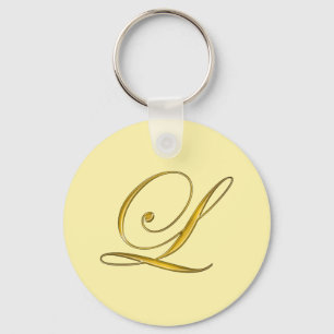 Gold Monogram L Customized Keychain