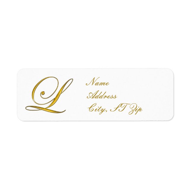 Gold Monogram L Customized Return Address Labels (Front)