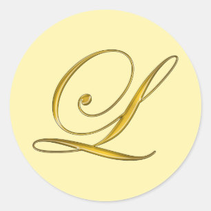 Gold Monogram L Envelope Seal Sticker Label