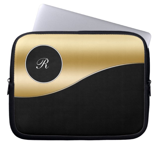 Gold Monogram Laptop Case (Front)