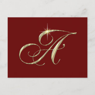 Gold Monogram Letter A Postcard