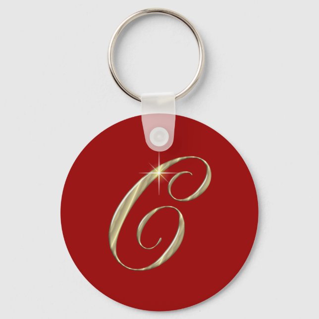 Gold Monogram Letter C Initials Keychain (Front)
