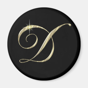 Gold Monogram Letter D Initials Locker Magnet