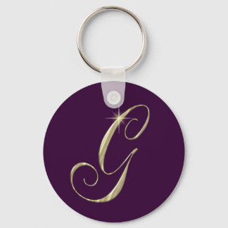 Gold Monogram Letter G Initials Keychain