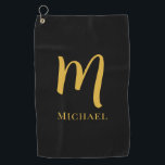 Gold Monogram Letter Initial Elegant Template Golf Towel<br><div class="desc">Gold Monogram Letter Initial Elegant Modern Trendy Black Template Outdoor Sports Equipment Towels / Best Golf Towel.</div>