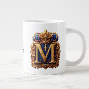 👑 Gold Monogram Letter M Personalized Large Coffee Mug