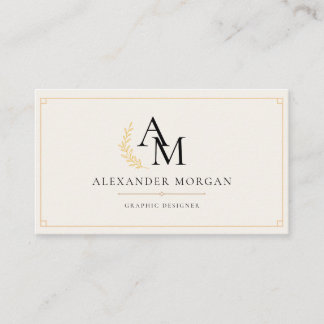 Gold Monogram Minimalist Modern Professional Busin Business Card