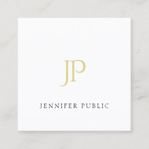 Gold Monogram Modern Plain Elegant Professional Square Business Card