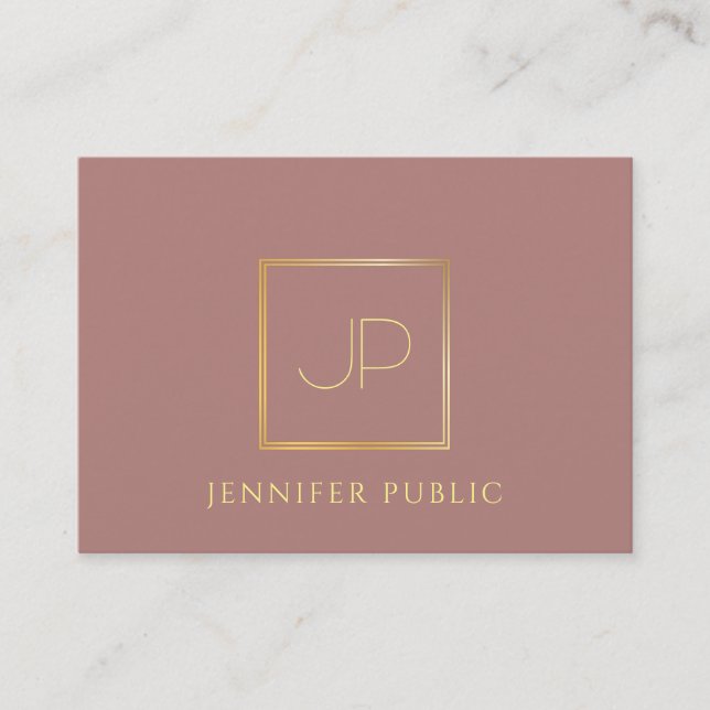 Gold Monogram Modern Template Luxury Premium Silk Business Card (Front)