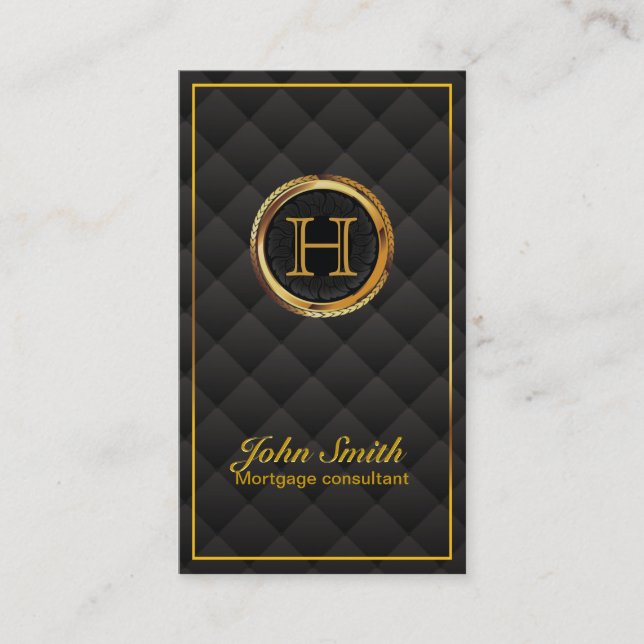 Gold Monogram Mortgage Agent Business Card (Front)