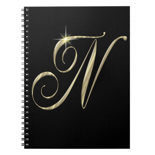 Gold monogram N initials merchandize Notebook (Front)