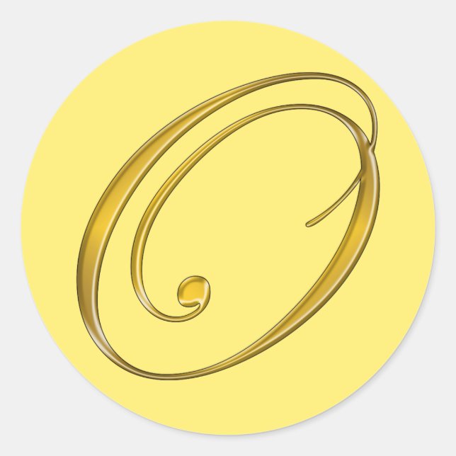 Gold Monogram O Envelope Seal Label Sticker (Front)