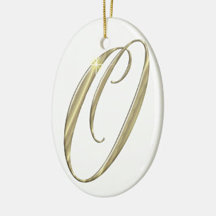 Gold monogram O initials merchandise Ceramic Ornament