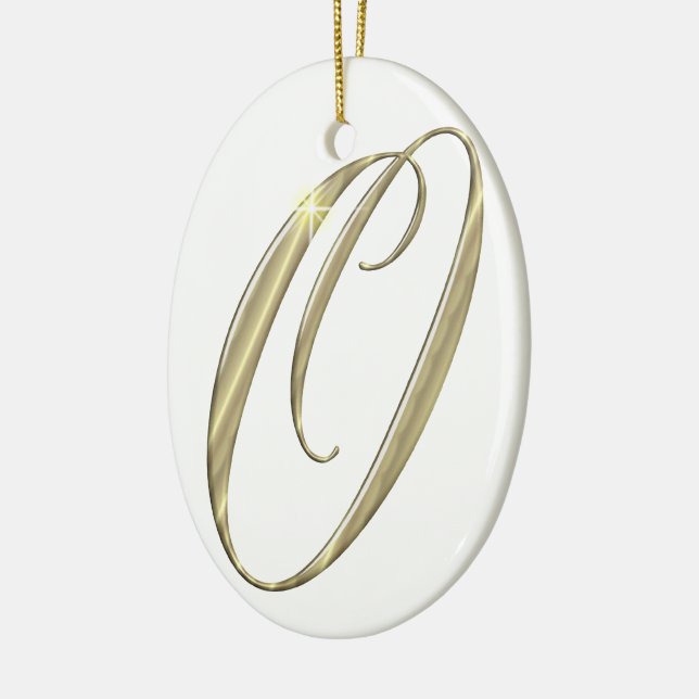 Gold monogram O initials merchandise Ceramic Ornament (Left)