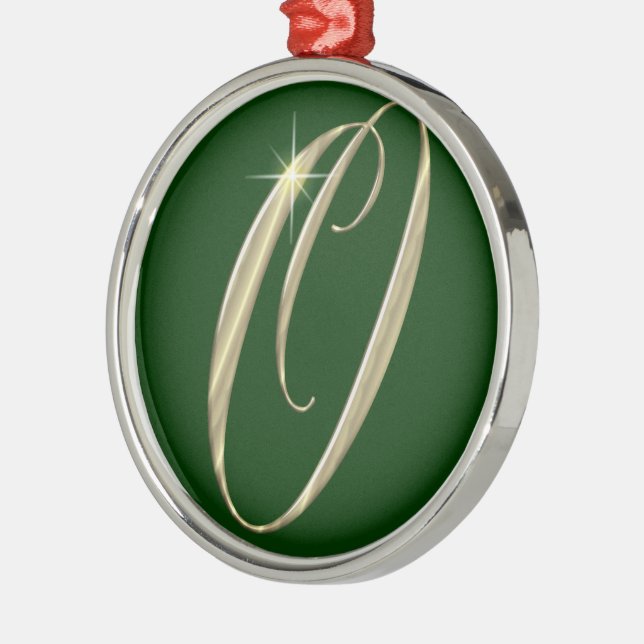 Gold monogram O initials merchandise Metal Ornament (Left)