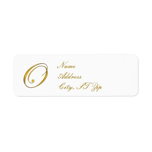 Gold Monogram O Return Address Labels (Front)