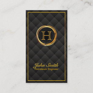 Gold Monogram Petroleum Engineer Business Card