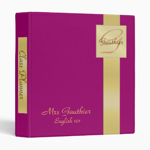 Gold Monogram Pink Class Planner Teachers Binder
