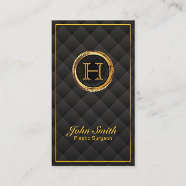 Gold Monogram Plastic Surgeon Business Card (Front)