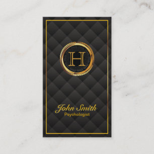 Gold Monogram Psychologist Business Card