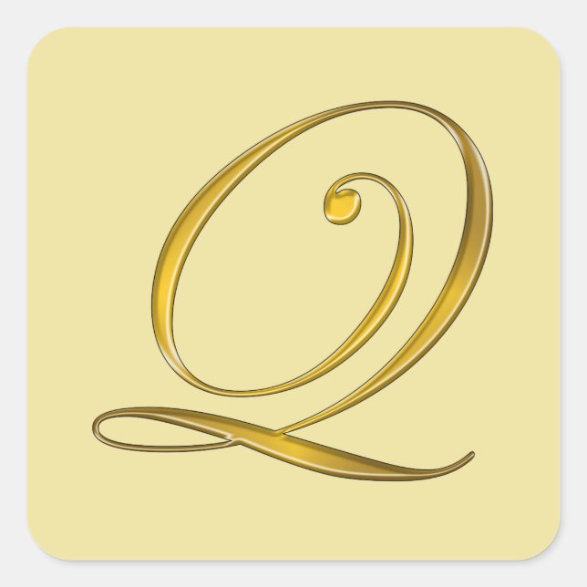 Gold Monogram Q Envelope Seal Sticker (Front)