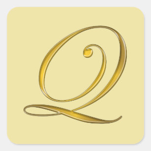 Gold Monogram Q Envelope Seal Sticker