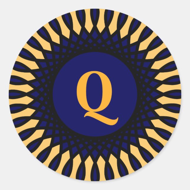 Gold monogram Q ornate design Classic Round Sticker (Front)