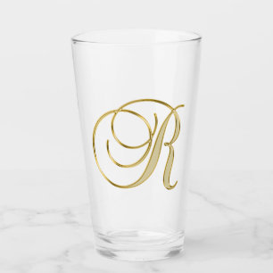 Gold Monogram R Glass
