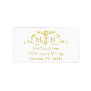 Gold monogram return address labels gold labels