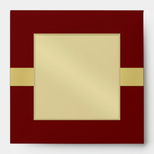 Gold Monogram Ribbon Red Wedding Envelope