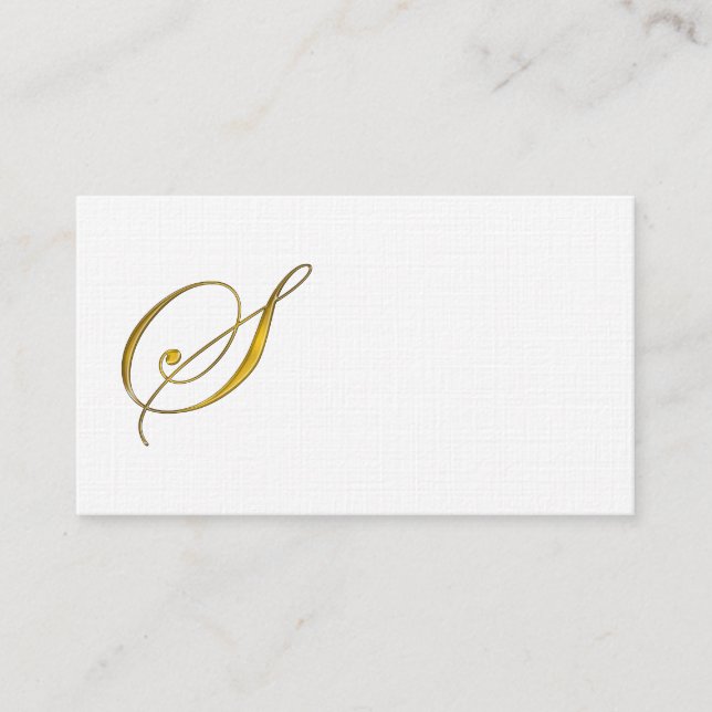Gold Monogram S Business Card Template (Front)