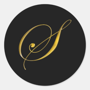 Gold Monogram S Envelope Seal Sticker Label