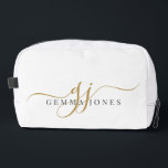 Gold Monogram Script Name  Dopp Kit<br><div class="desc">Carry your style wherever you go with this elegant monogram dopp kit. Designed with graceful gold script initials paired with a refined serif name, it blends modern sophistication with everyday function. Perfect for carrying makeup, and other small items daily or for overnight stays. This versatile small accessory bag also makes...</div>