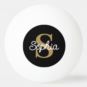 Gold Monogram Script Name Ladies Ping Pong Ball