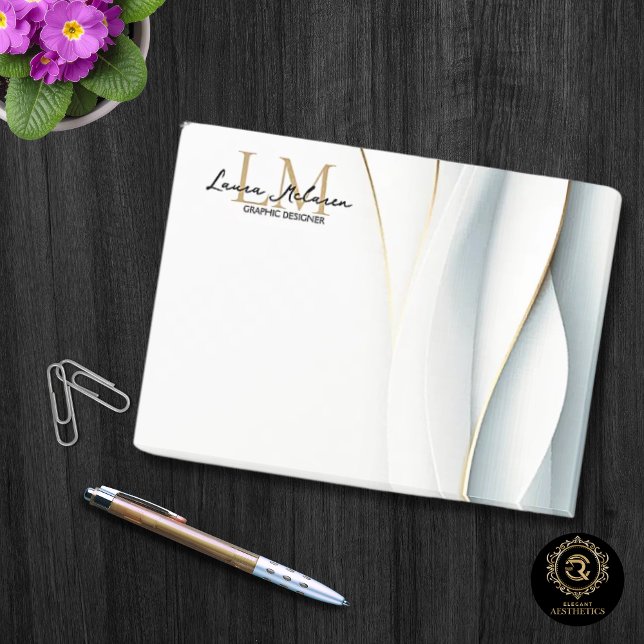 Gold Monogram Script Name Professional  Post-it Notes (Gold Monogram Script Name Professional Post-it Notes)