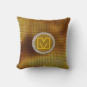Gold Monogram Sequin Throw Pillow