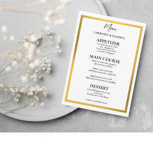 Gold Monogram Simple Elegant Wedding Menu