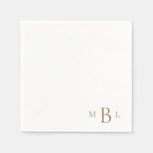 Gold Monogram Simple Wedding Cocktail Napkin