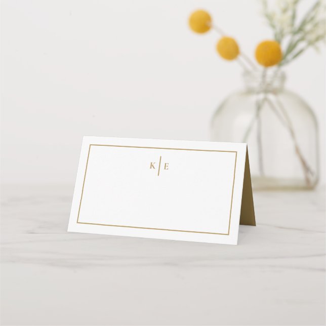 Gold Monogram Table Place Card (Front)