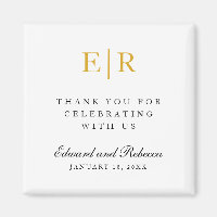 Gold Monogram Thank You Elegant Wedding Favour