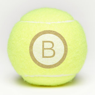 Gold Monogram Trendy Typography White Background Tennis Balls
