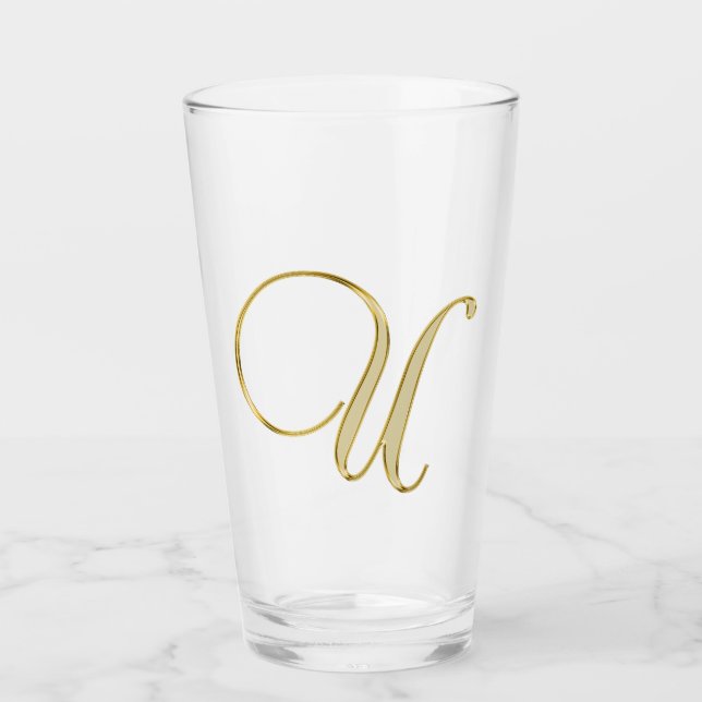 Gold Monogram U Glass (Front)