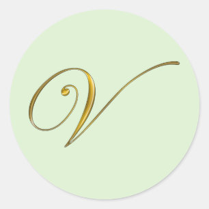 Gold Monogram V Envelope Seal Label Sticker