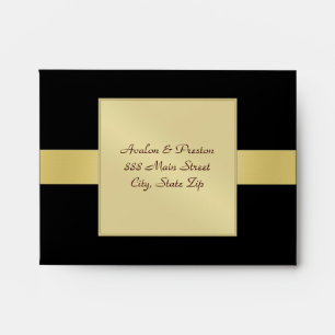 Gold Monogram Venetian Black RSVP Envelope
