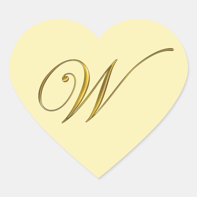 Gold Monogram W Envelope Seal Label Sticker (Front)