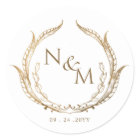 Gold Monogram Wedding Envelope Seal /Favour sticke