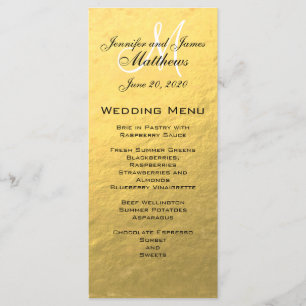 Gold Monogram Wedding Menu Card