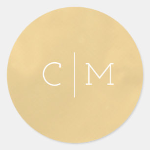 Gold Monogram Wedding Monogram Round Sticker