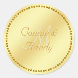Gold Monogram Wedding Sticker