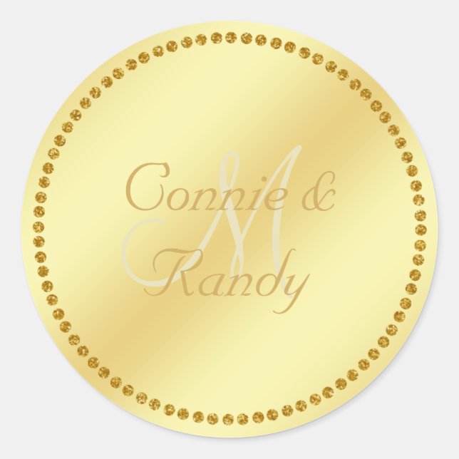 Gold Monogram Wedding Sticker (Front)